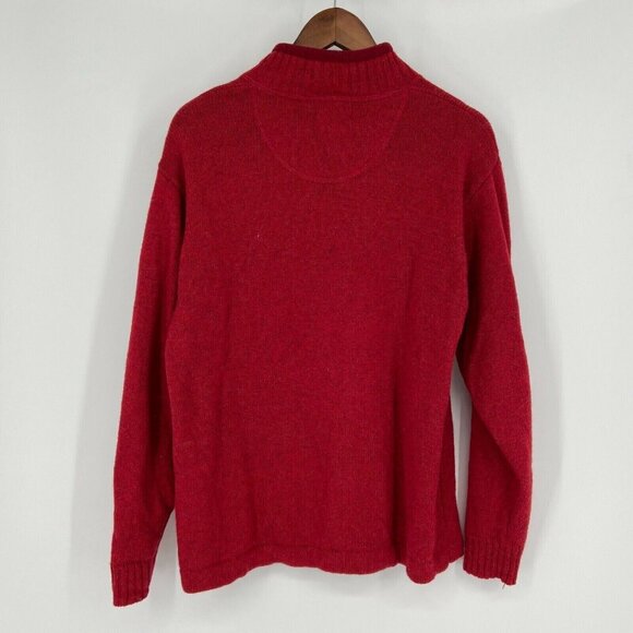 Woolrich Pullover Sweater Men's Medium Red Wool 1/4 Zip Mock Neck Long Sleeve‎ - Picture 2 of 8